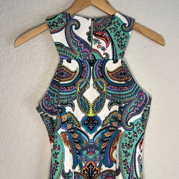 Laundry by Shelli Segal Dress Brunch Shower Paisley Beaded Halter Preppy - Picture 9 of 11